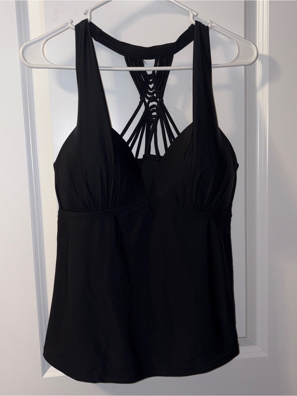 Black Women's Tankini with Macramé Back Detail Size: L